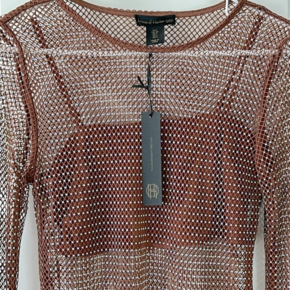 House of Harlow 1960 Tops - 🆕 House of Harlow 1960 Brown Open Stitch Top